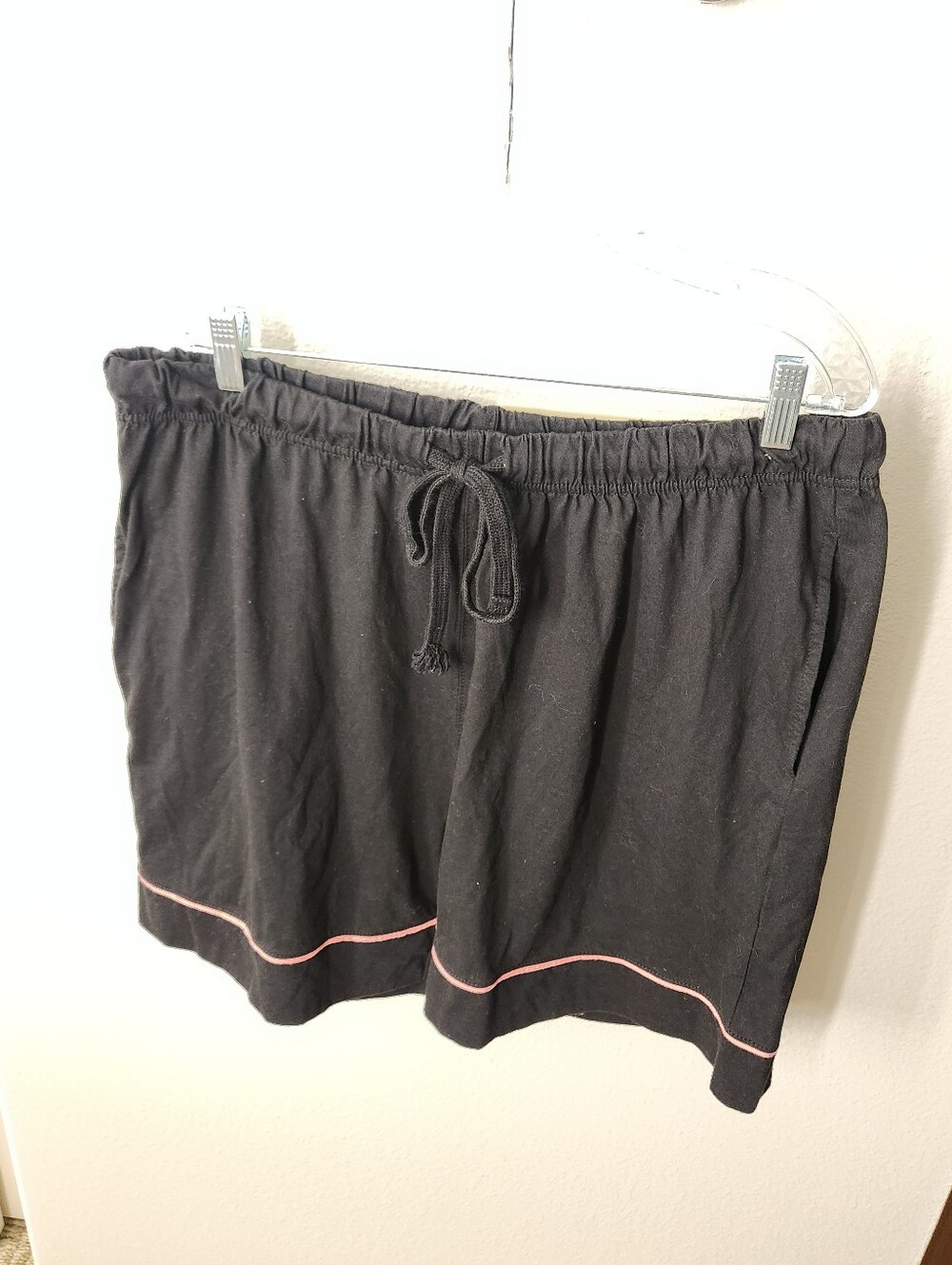 Black Women's Pull-On Shorts with Pink Trim